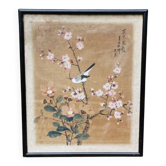 Peinture sur soie, oiseau branché, Chine, début 20ème
