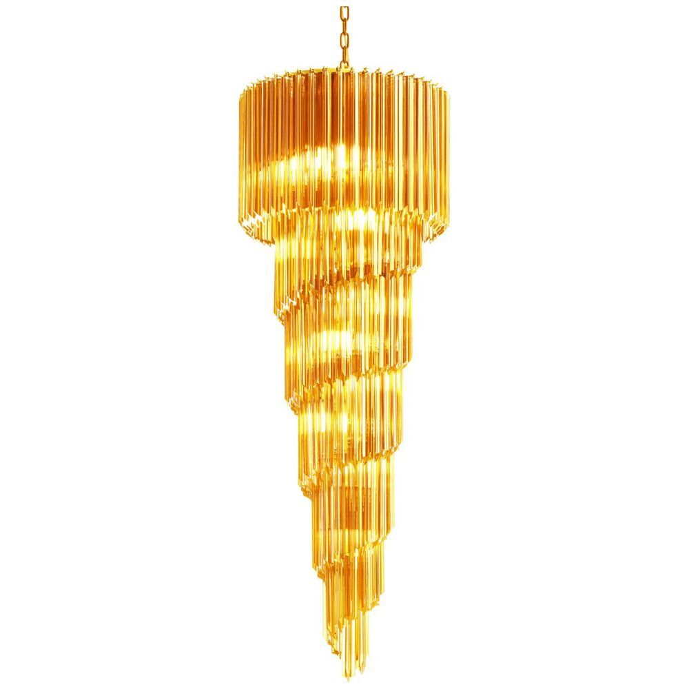 Amber quadriedro murano glass twister chandelier