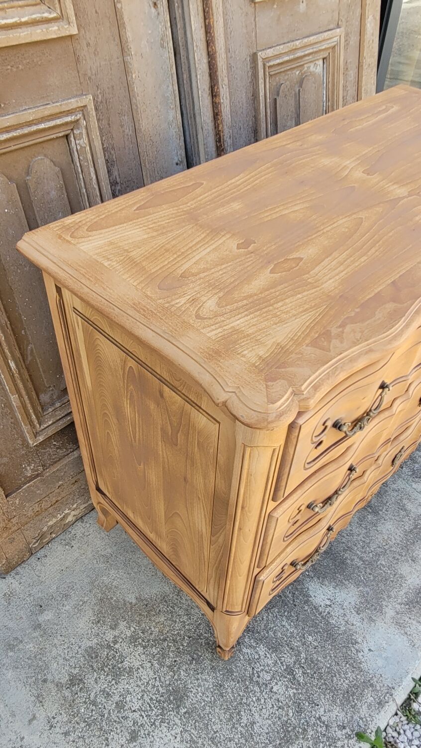 Louis xv style chest of drawers in pickled cherry