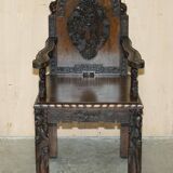 Chinese hand-carved desk from around 1940 with matching chair.