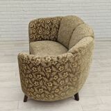 60s, danish vintage 2 seater "banana" sofa, green velour, original condition.