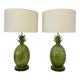 Pair of Italian Art Deco Pineapple Murano Glass Lamps with Lampshades