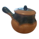 Vintage stoneware mini pot with lid and handle