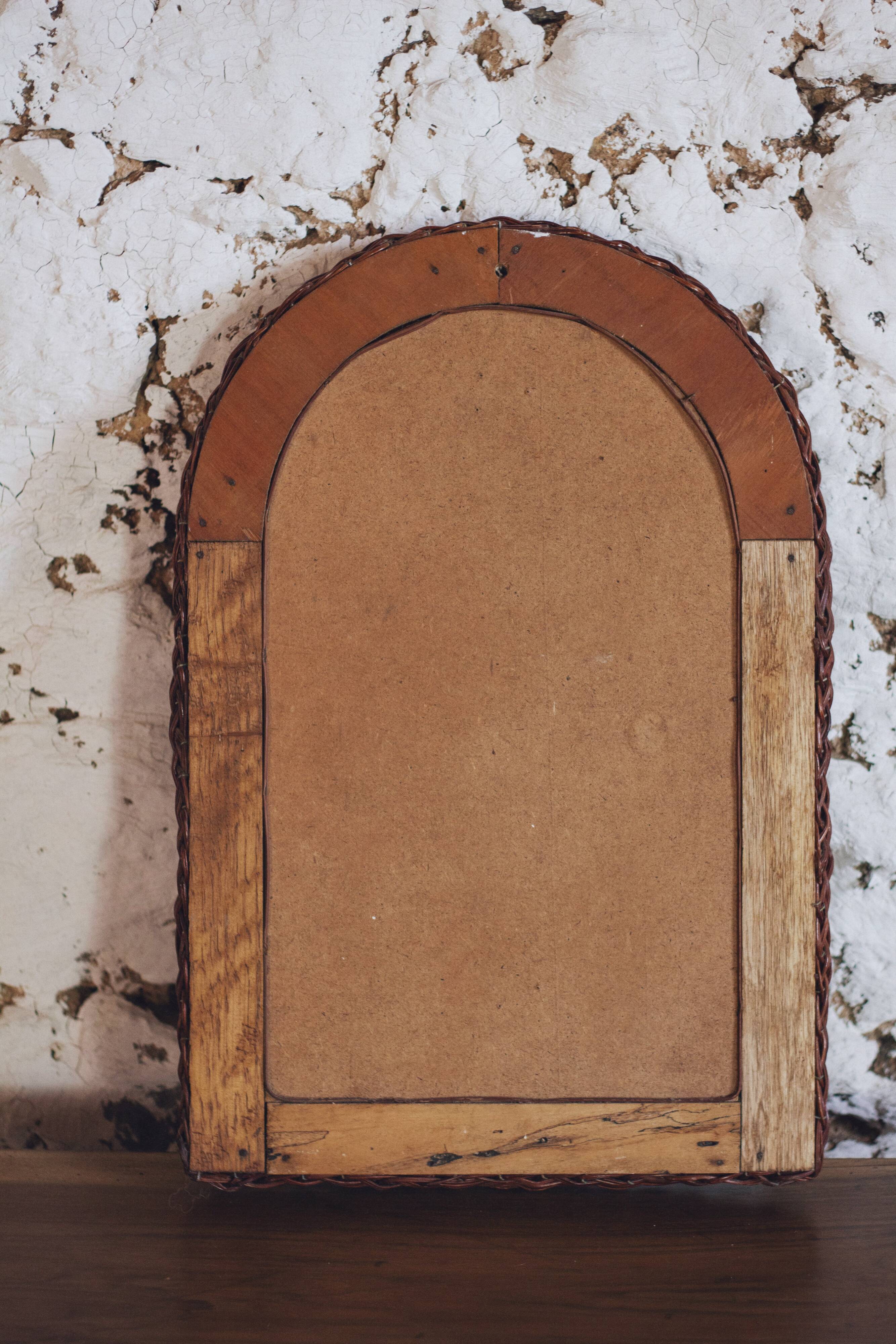 Spanish wicker mirror, 1960