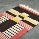 1950s Czech Geometric Wool Kilim Rug in Pink Black and Yellow
