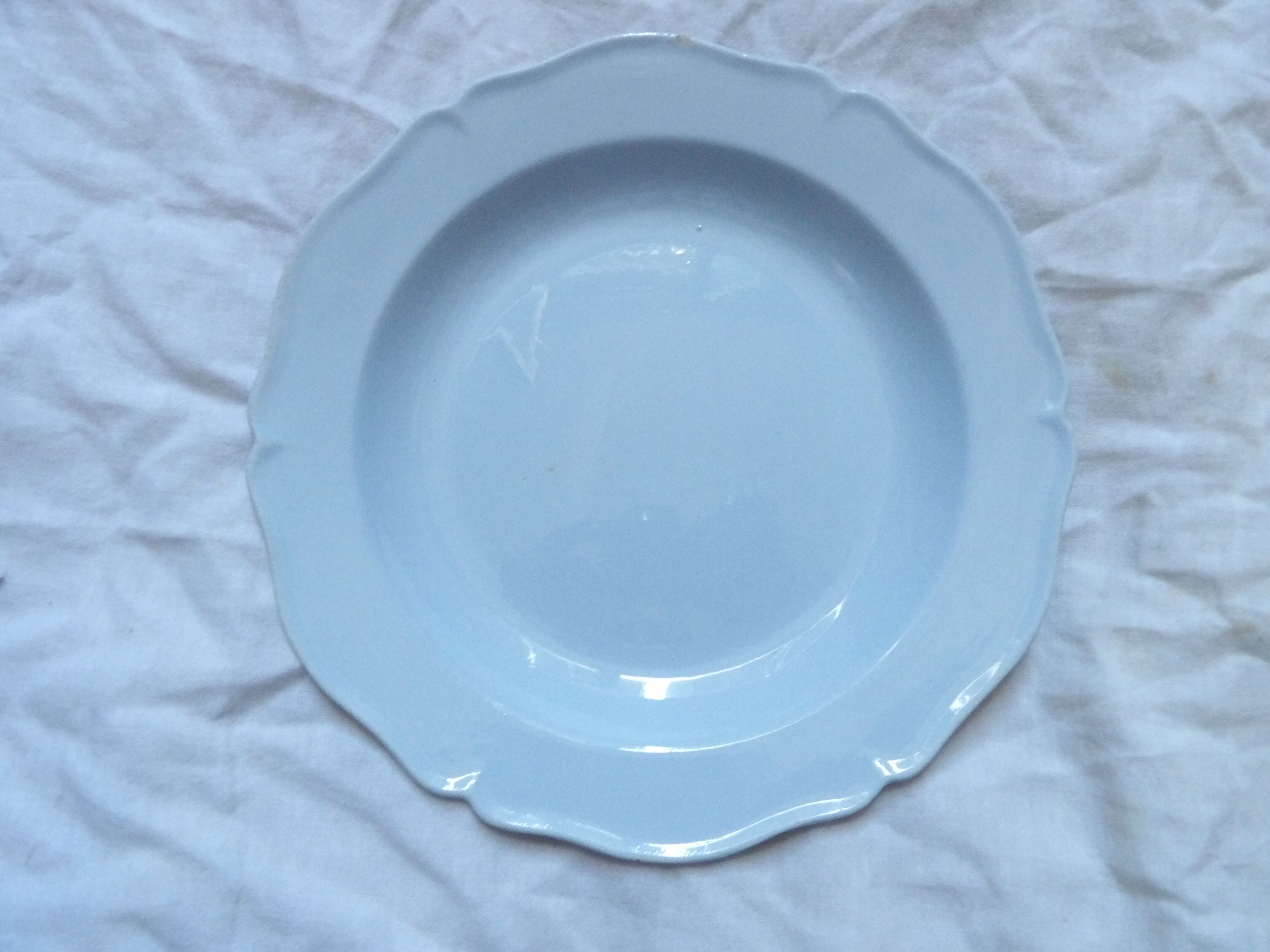 6 hollow plates Montereau faience fine before 1819 white pearl mark in hollow " b . i. "