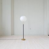 Mid-century black leather floor lamp by Falkenbergs Belysning, Sweden, 1960s.