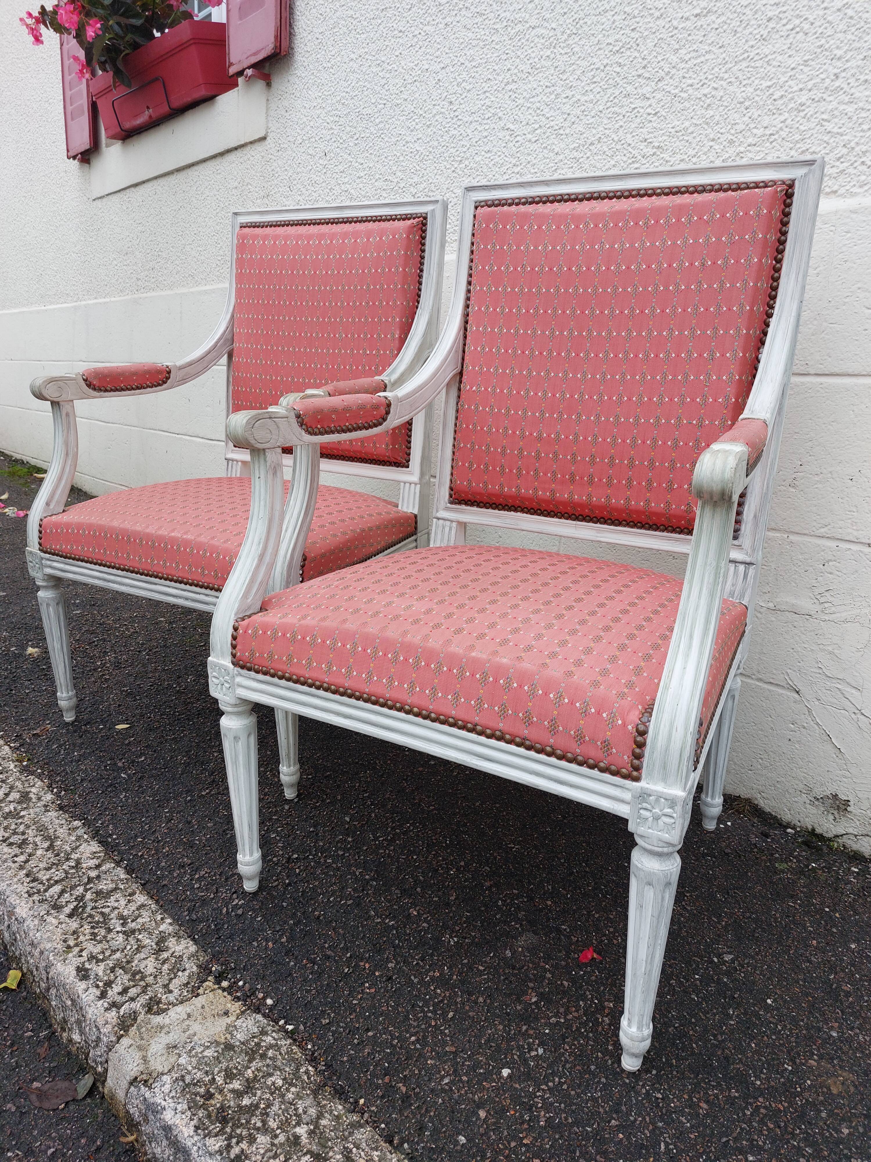 Pair of Louis XVI style armchairs