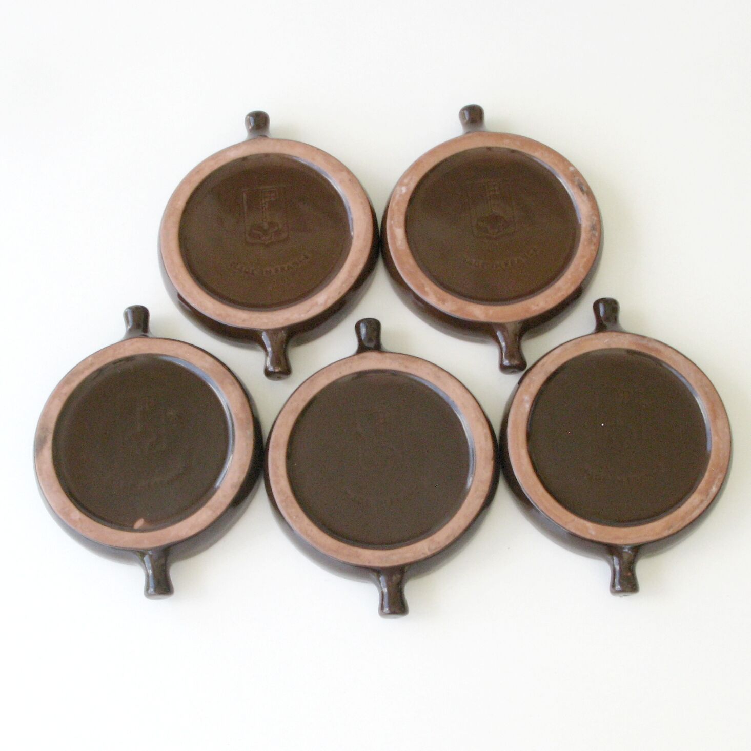 Emile Henry snail service - 5 Poêlons 12 holes - Caquelons marron