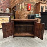 Brutalist furniture with 2 doors in elm.