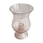 Bubbled glass candle holder signed biot