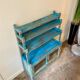 Sideboard 4 shelves and 2 glass doors in blue wood