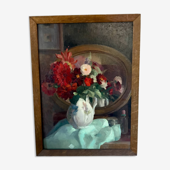 Michel Dubost (1879-1952) - Bouquet de fleurs - Huile sur panneau.