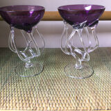 Paire de coupe meduse en verre
