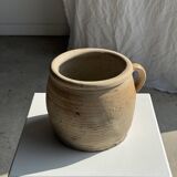 Large stoneware pot with ribbed handle H16