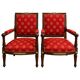 Pair of Empire period armchairs in mahogany with Napoleonic emblems - 19th century
