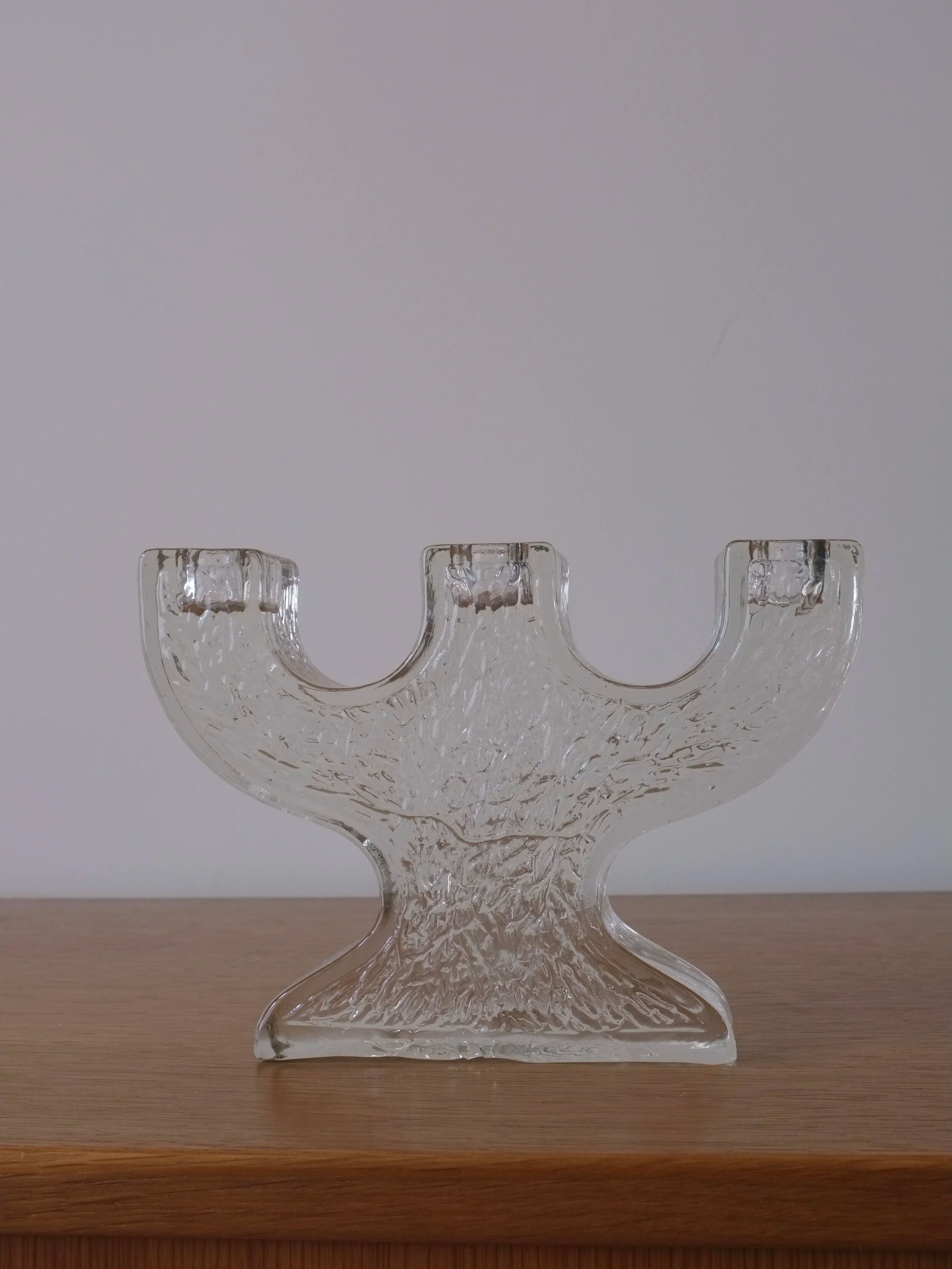 Pukeberg crystal glass candle holder "Tree" | Sweden | 1970s