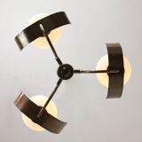 Vintage Italian Copper and Opaline Chandelier, 1970s