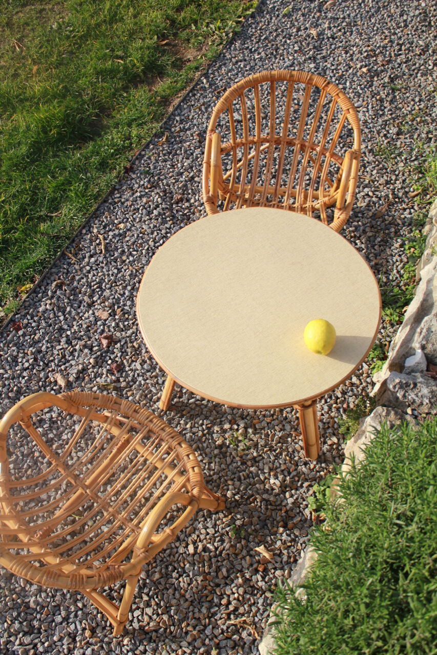 Vintage set for children in rattan