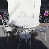 Set table + 6 armchairs garden Wrought iron 80s