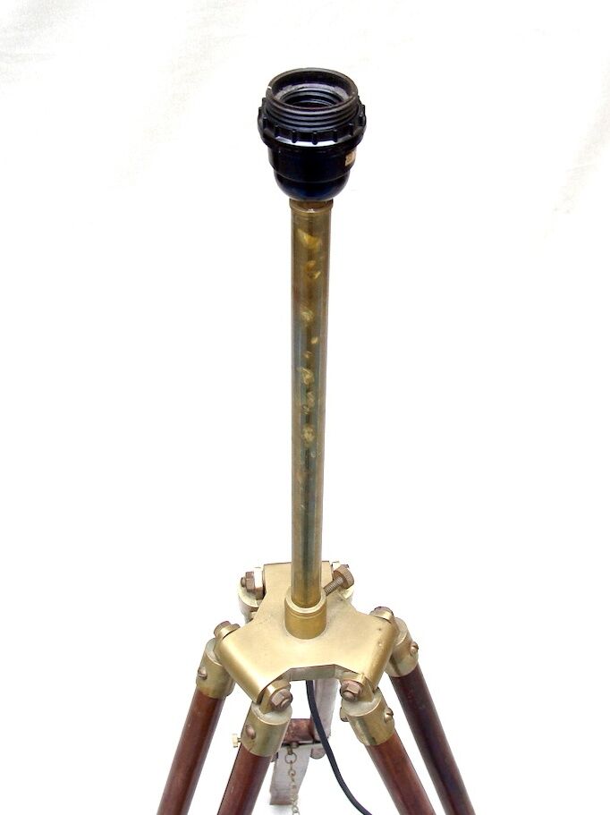 Wooden and brass tripod lamppost
