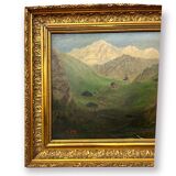 Oil on canvas of the Col des Aravis in Haute-Savoie