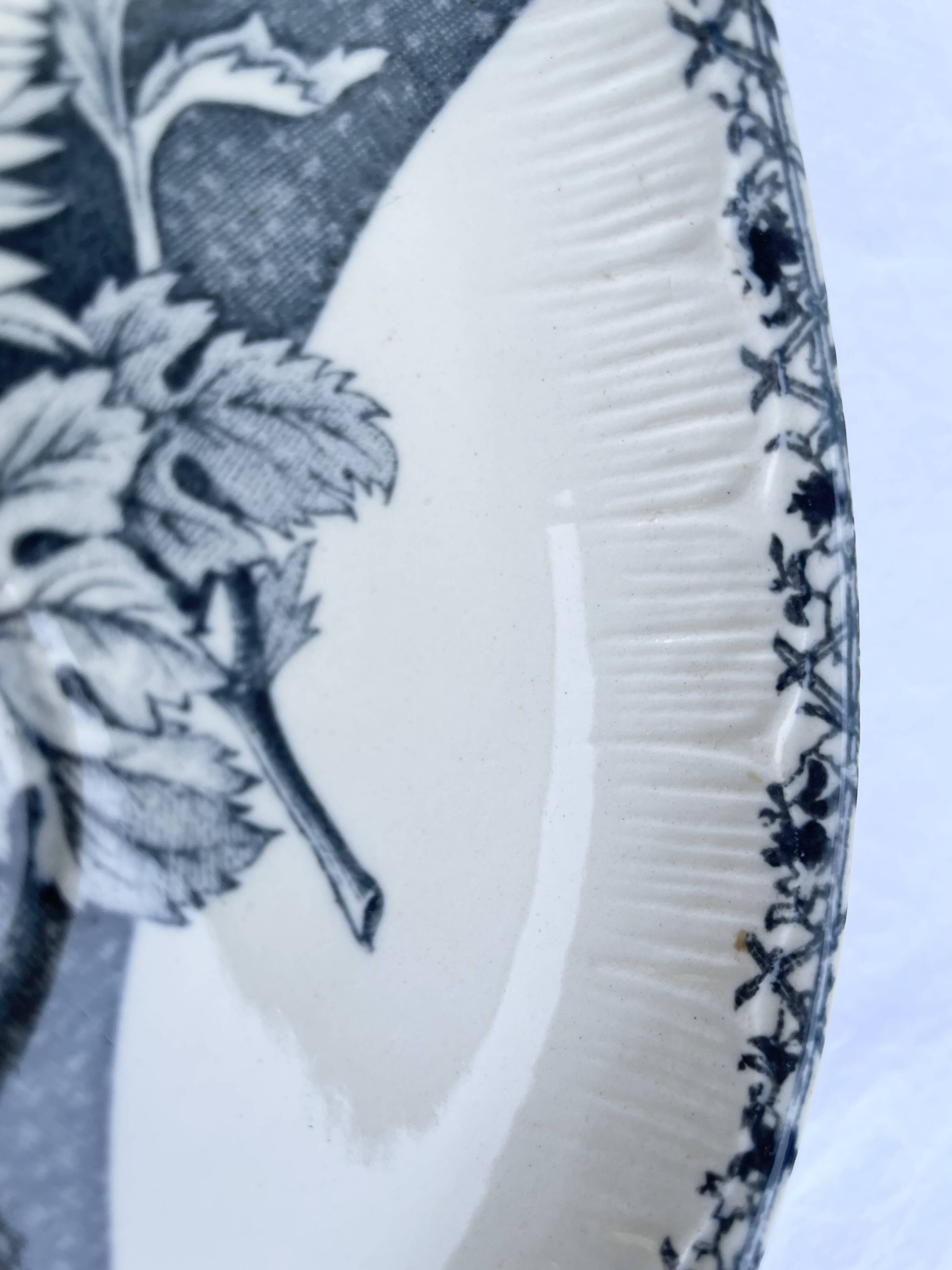 Old earthenware egg dish – Émile Bourgeois, late 19th century