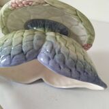 Saucière en barbotine fleurie Faianças Germano Portugal avec cuillère