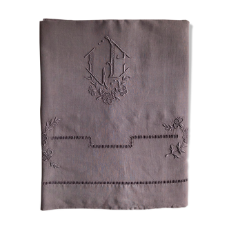 Ancient sheet in linen and cotton dyed in blueberry