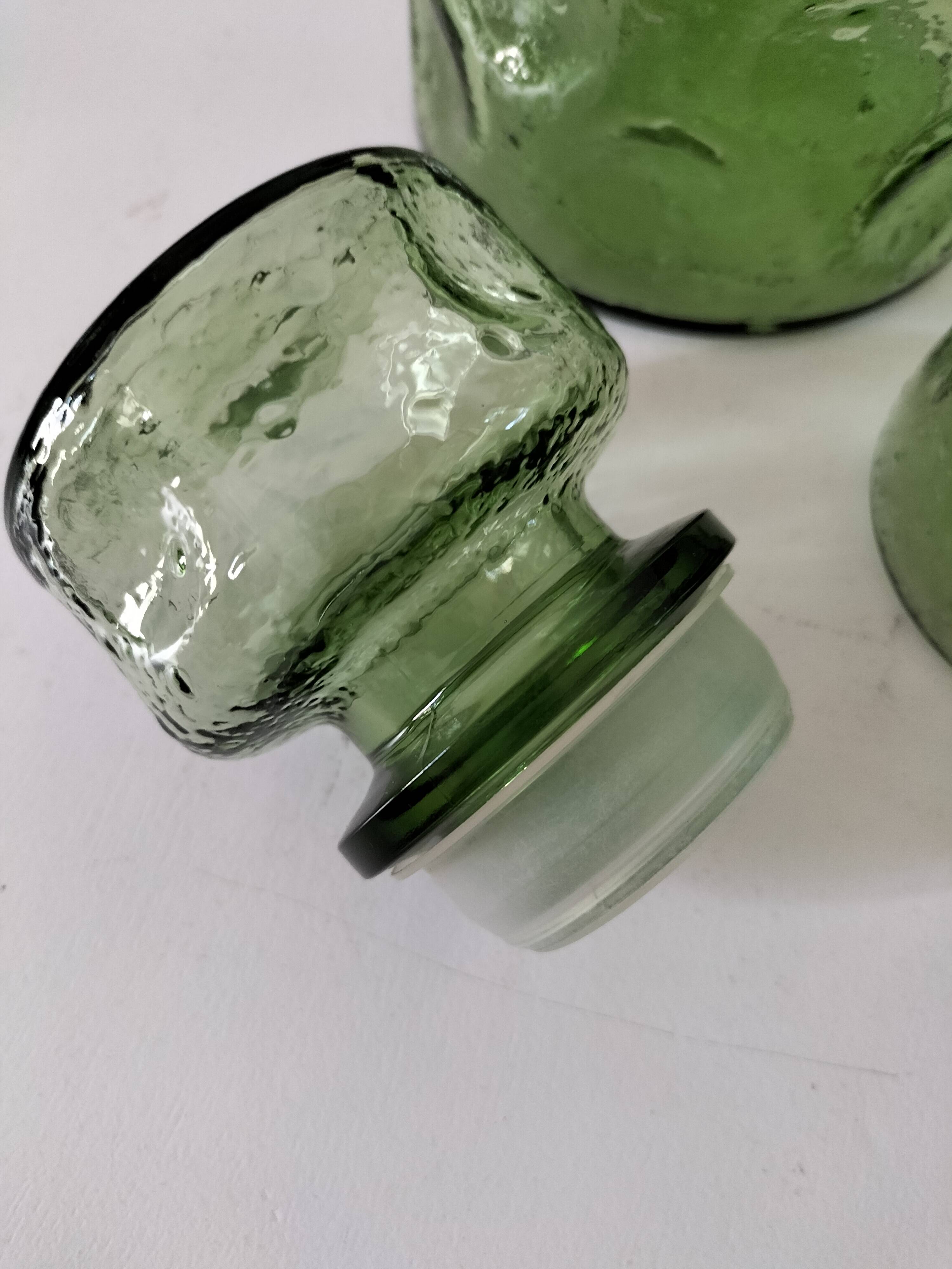 Carafe and matching tumblers in molded glass