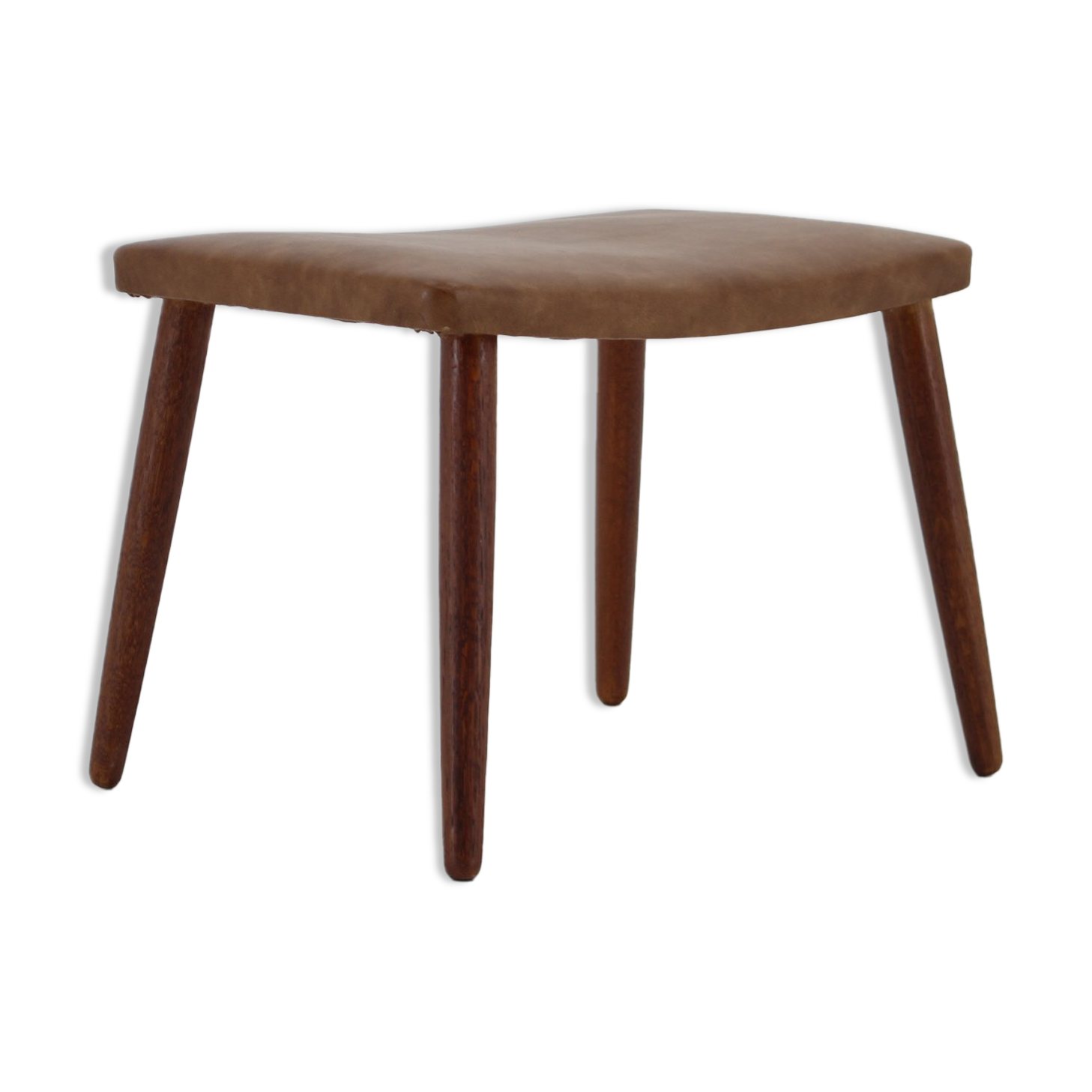 Tabouret en cuir des années 1960, Danemark