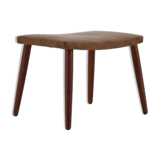 Tabouret en cuir des années 1960, Danemark