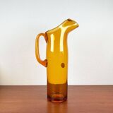 Amber glass carafe from the mid-century German Jagdhaus series and drinking glasses by Wilhelm Braun-Feldweg for Hirschberg, 1960s, set of 7.