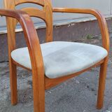 Scandinavian armchair in solid wood with armrests – 1990s