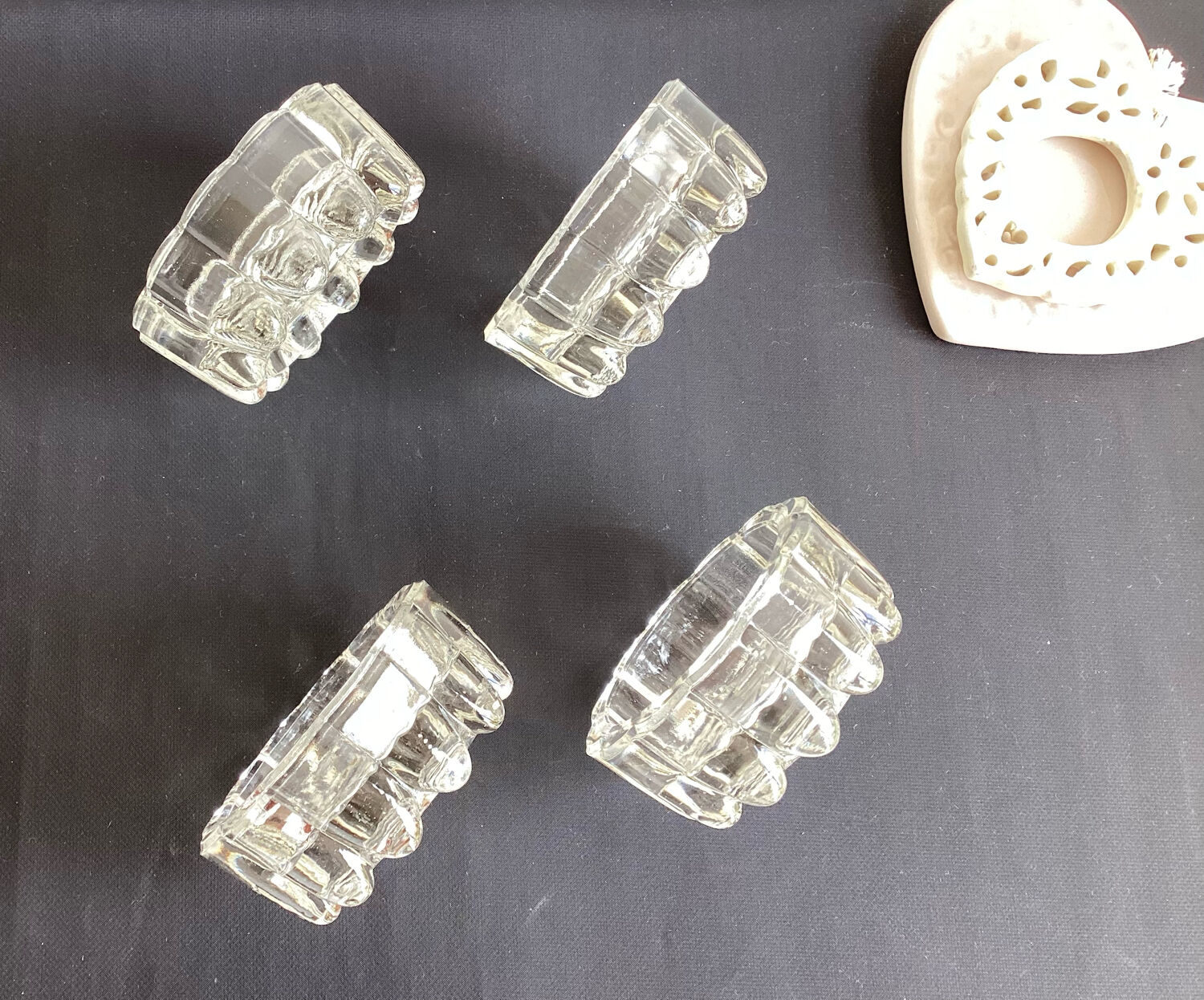 Set of 4 old piano/glass table coasters