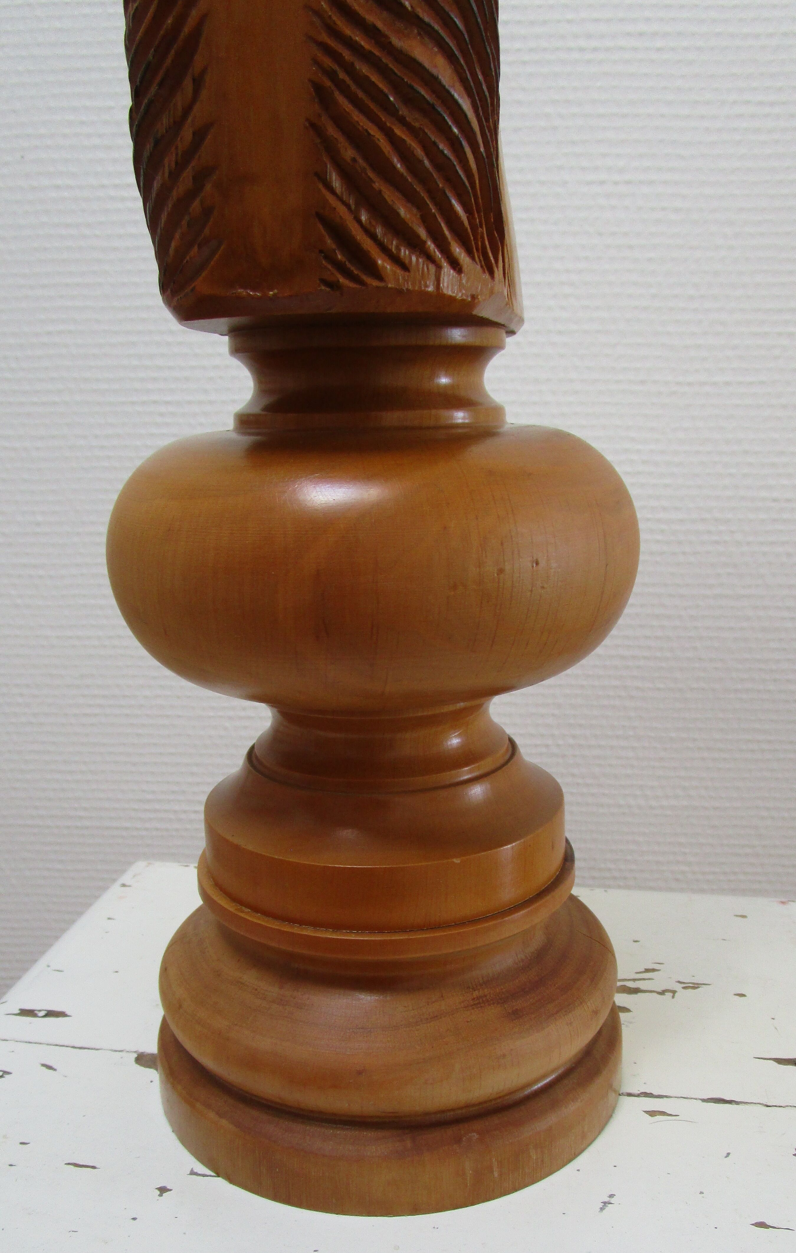 Lamp horse rider chess solid wood turned vintage