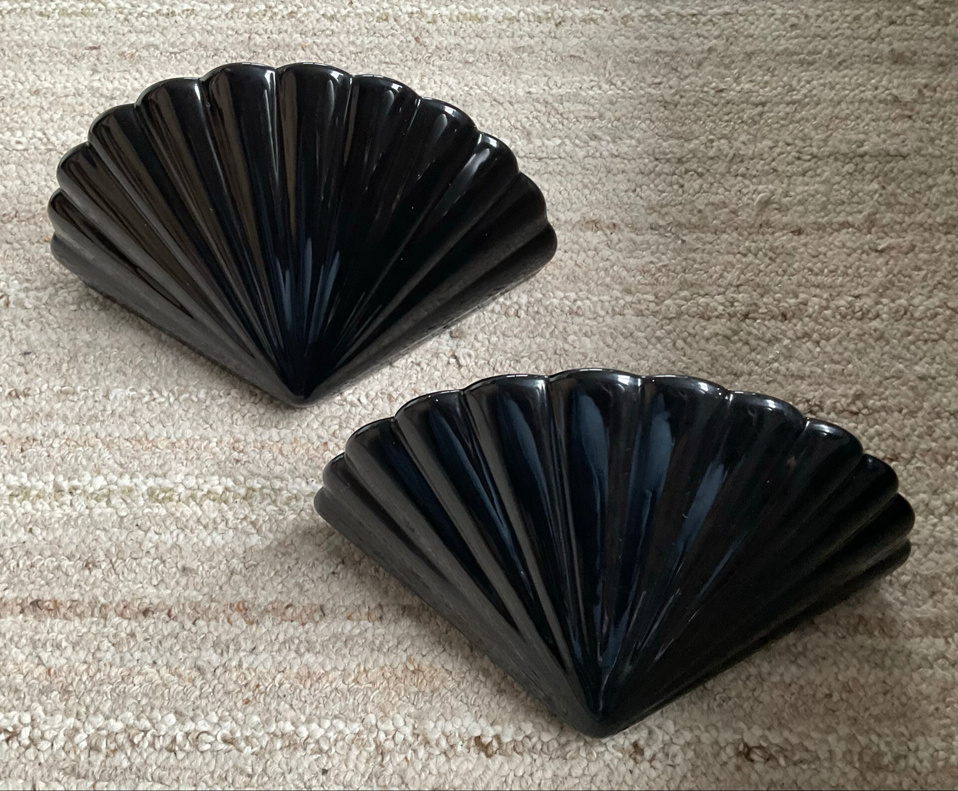 Pair of vintage shell wall lights in glazed porcelain