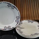 4 earthenware dinner plates OKAN model from Longchamp TERRE DE FER