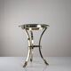 Neoclassical side table in brass and bevelled glass with ram's heads, 1970s.