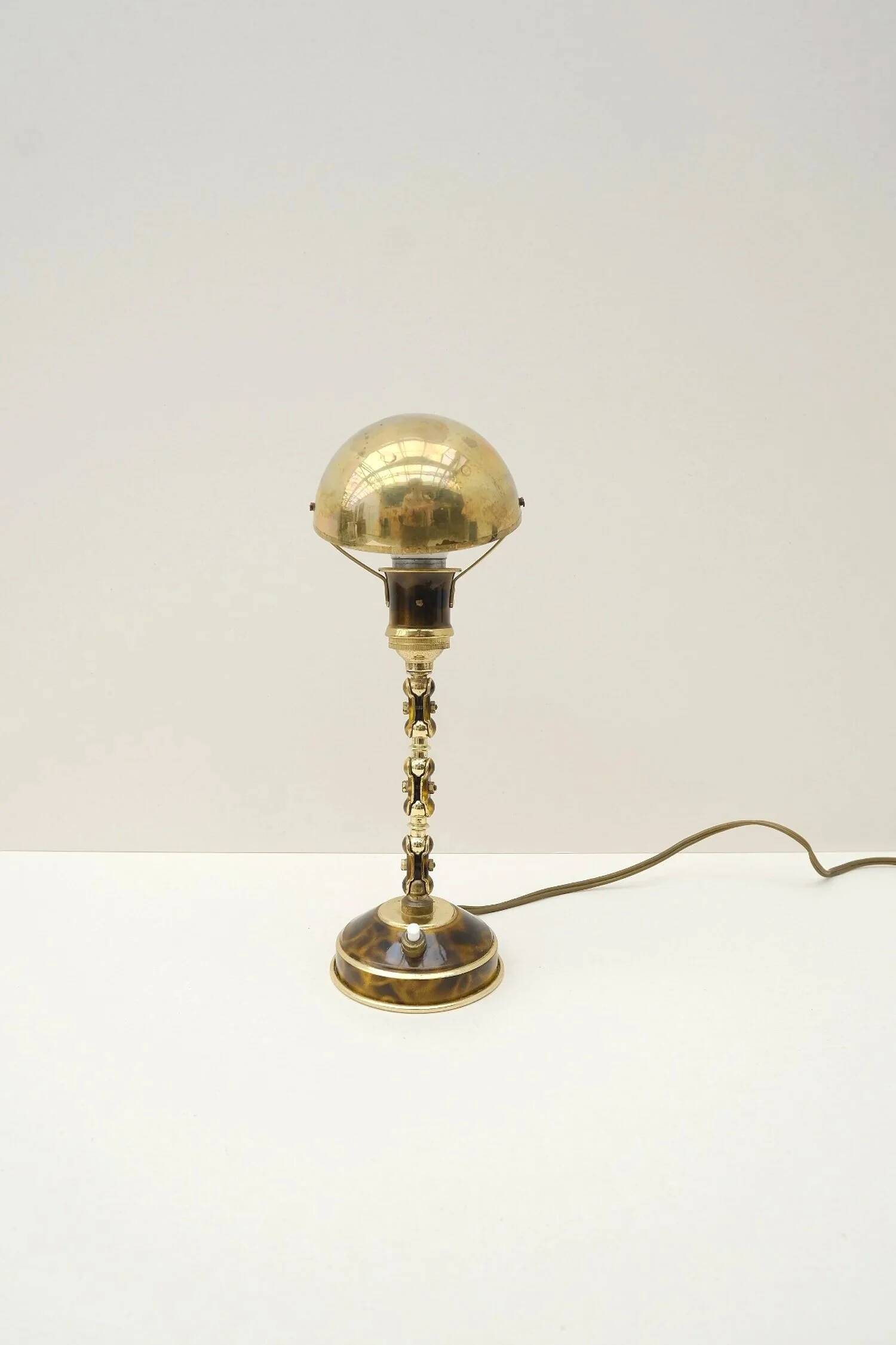 Adjustable desk lamp in lacquered brass, France 1940