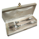 Christofle box – Child's spoon & fork – Silver-plated metal