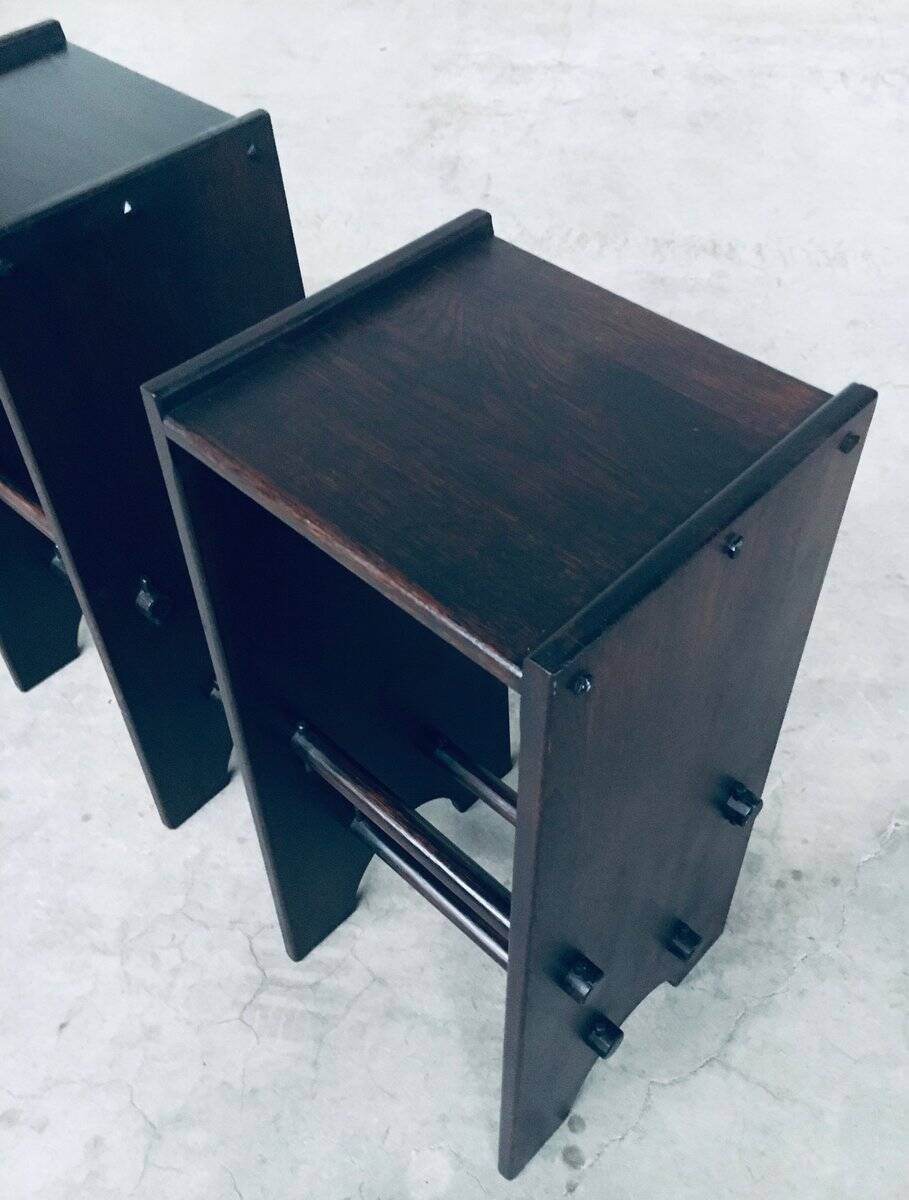 Arts and Crafts Handmade Bar Stools, France, 1920s, Set of 2