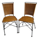 Paire chaises fer forgé et rotin vintage