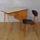 Bureau en bois des années 50 60 pied compas Baumann
