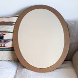 Large vintage purple oval mirror from the 70s