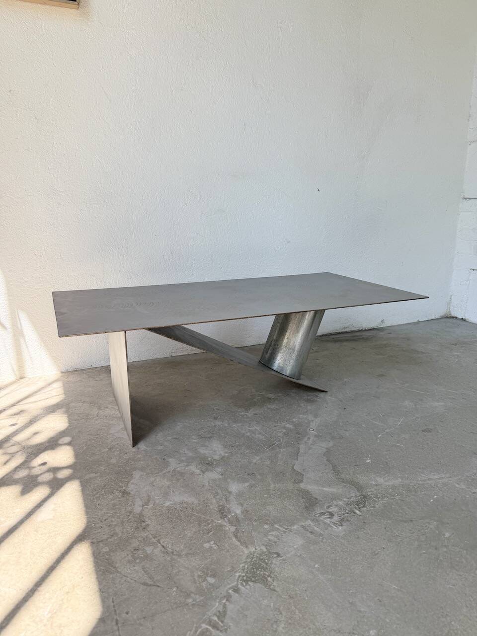 Handcrafted metal coffee table from the 1970s