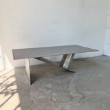 Handcrafted metal coffee table from the 1970s