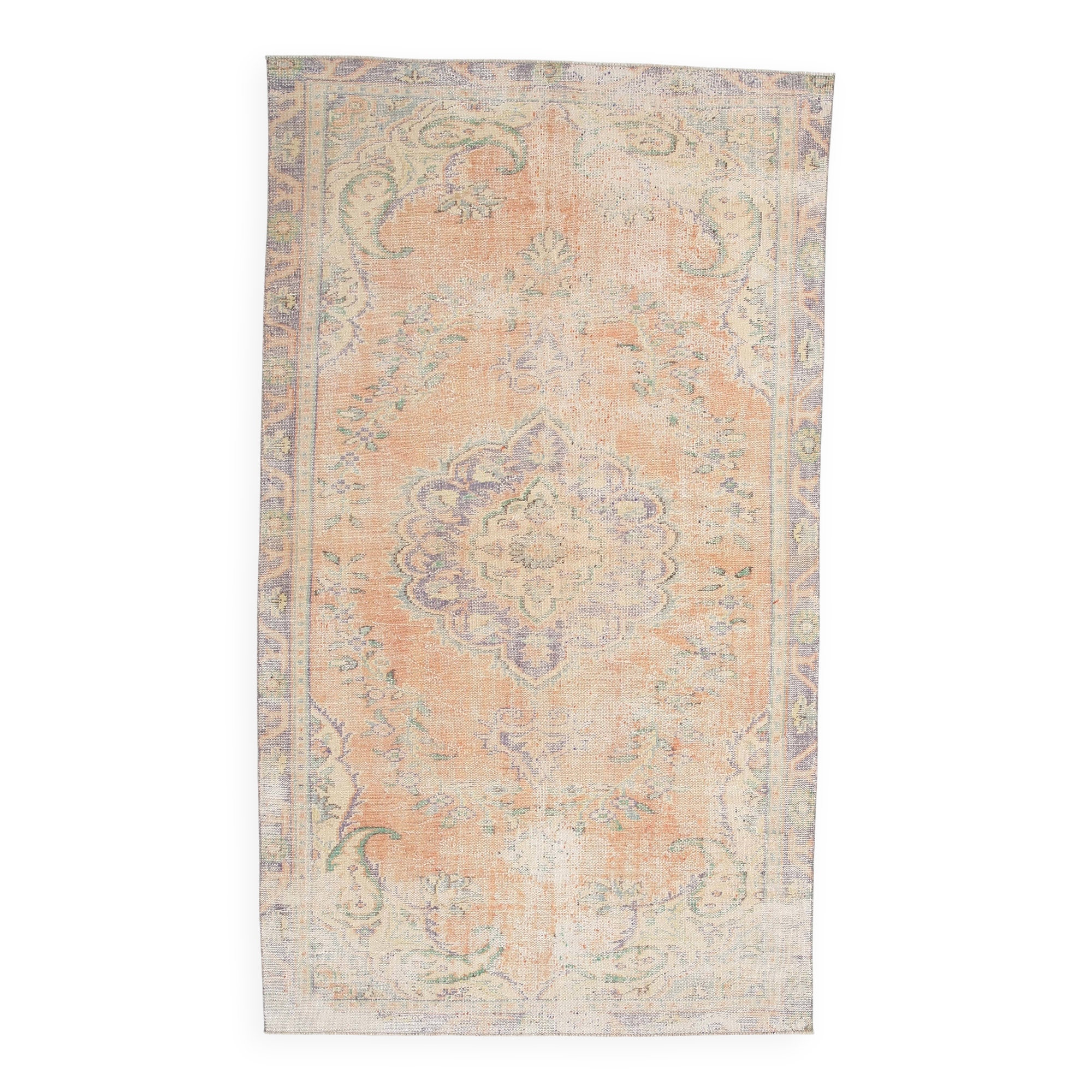 6x10 Peach Orange Classic Handmade Vintage Rug, 174x300Cm