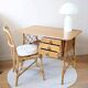 Vintage wood and rattan desk by L. Sognot