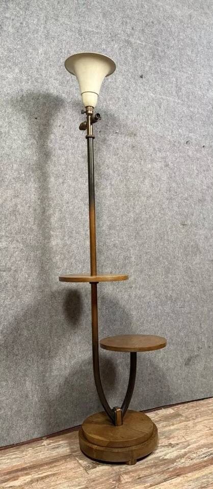 According to Mazda: Art Deco period mahogany floor lamp circa 1930